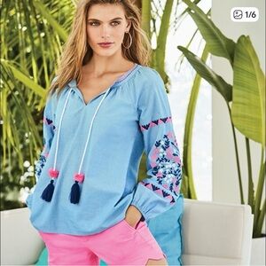 Lilly Pulitzer Keela Embroidered Top, Sz Small